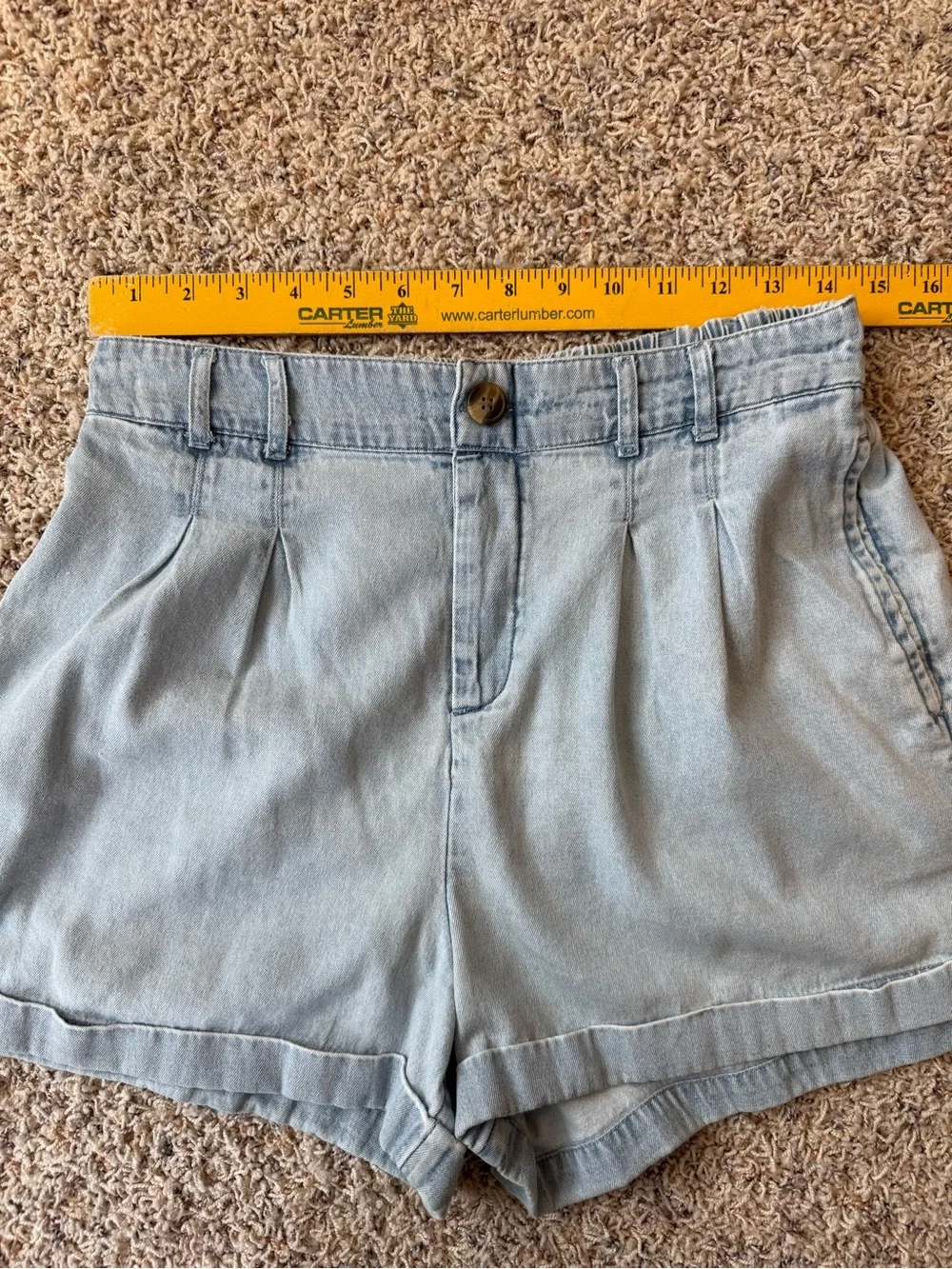 American Eagle Paperbag Waist Denim Shorts Light Wash Pull On Cuffed Women’s S - Picture 5 of 13